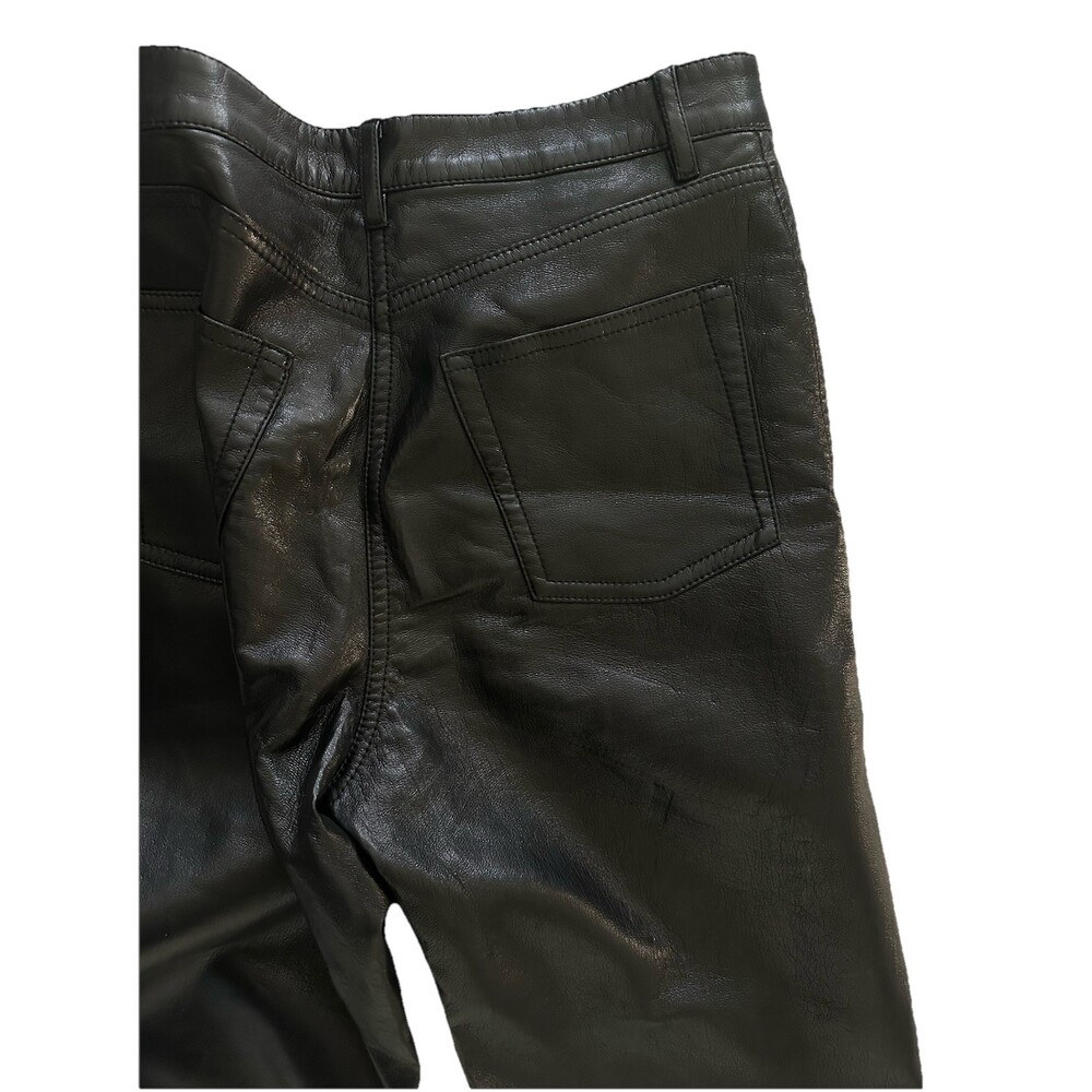 Wilfred Black Faux Leather Straight Pants High Rise Pockets Button Zip Closure - Picture 9 of 9